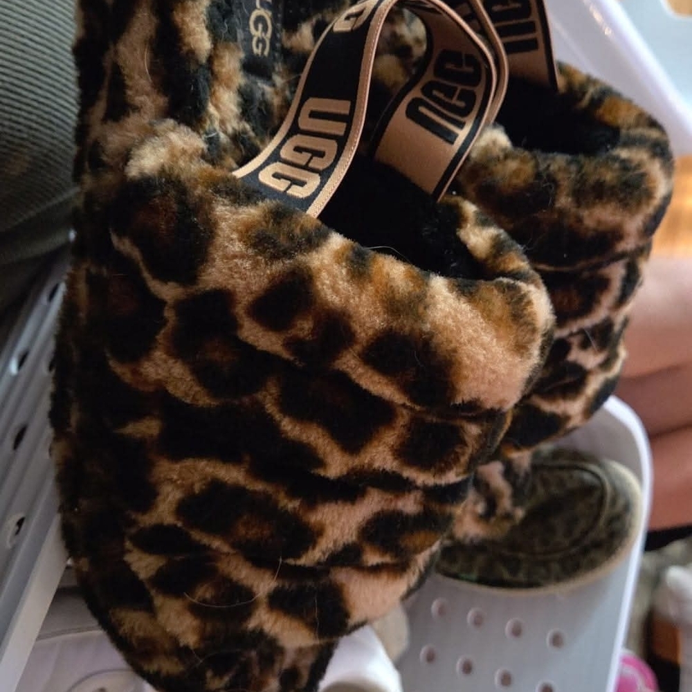 UGG Animal Print Fuzzy Slippers